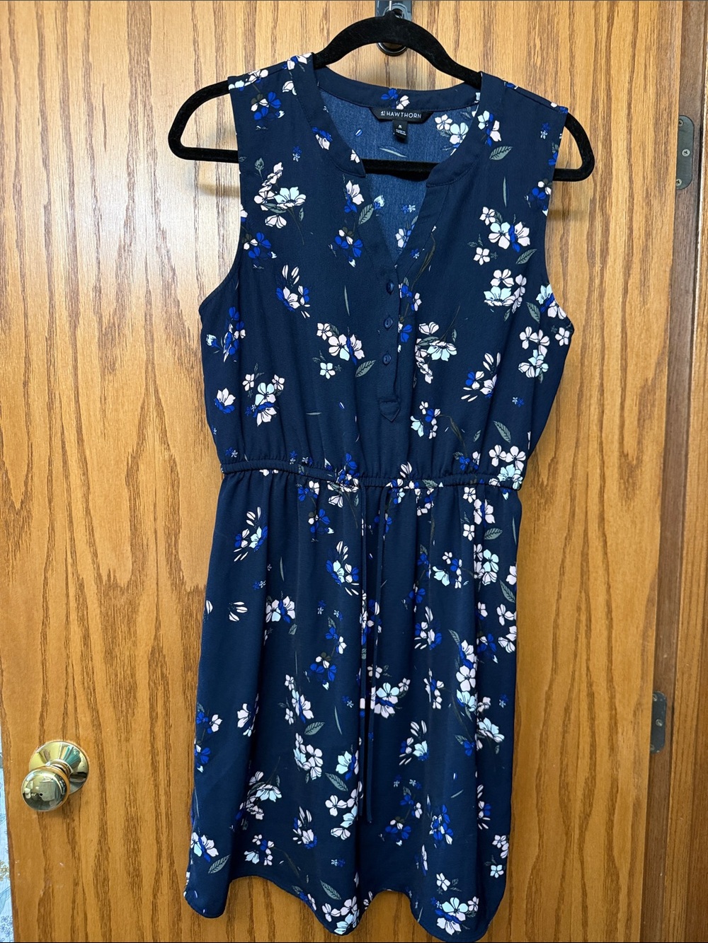 St. John's Bay Navy Floral Sleeveless Midi Dress